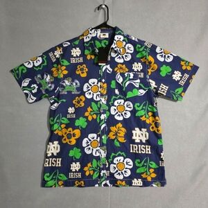 NWT Wes & Willy Mens Notre Dame Fighting Irish Hawaiian Button Up Shirt Size L